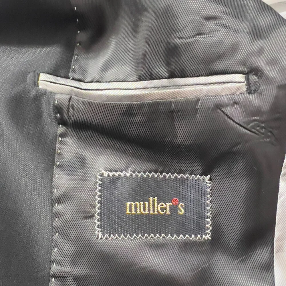 Muller’s Mens Black 2-Button Blazer Jacket – Size 40 – Classic Fit